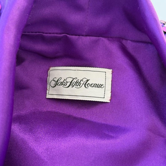 Saks Fifth Avenue Jacket Womens Large Purple Sequin Trim Shawl Collar Open Front - Picture 11 of 16